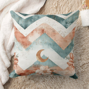 Rustic Moon Floral Chevron Earthy Pattern (4) Throw Pillow