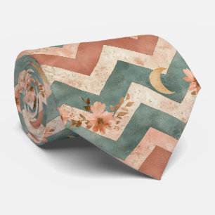 Rustic Moon Floral Chevron Earthy Pattern (5) Neck Tie