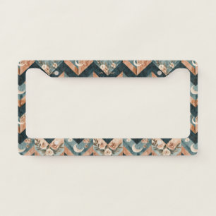 Rustic Moon Floral Chevron Earthy Pattern (8) License Plate Frame