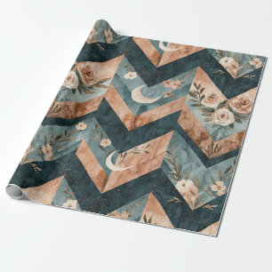 Rustic Moon Floral Chevron Earthy Pattern (8) Wrapping Paper
