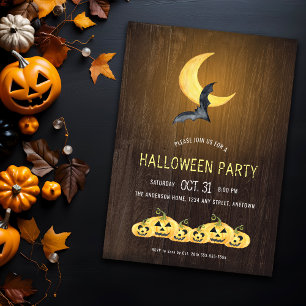 Rustic Moonlight Halloween Party Invitation