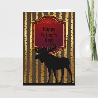 Rustic Moose and Golden Aspen Trees Father's Day Card