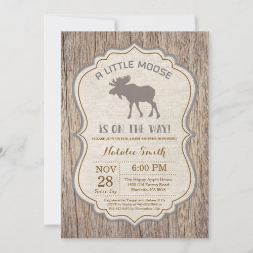 Rustic Moose Baby Shower Invitation