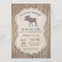 Rustic Moose Baby Shower Invitation Boy