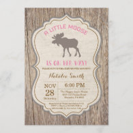 Rustic Moose Baby Shower Invitation Girl