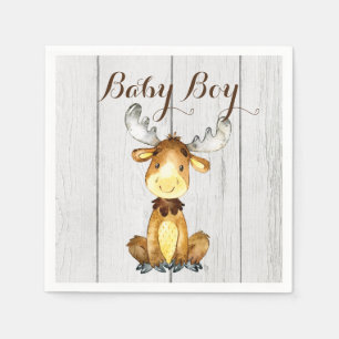 Rustic Moose Baby Shower Napkins