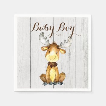 Rustic Moose Baby Shower Napkins by SugSpc_Invitations at Zazzle