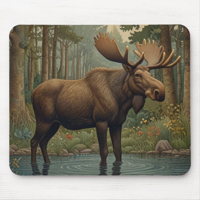 Rustic moose bohemian woodland Enchanted Forest Mouse Pad (Front)