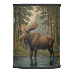 Rustic moose boho woodland forest greenery  lamp shade