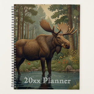 Rustic moose boho woodland forest greenery  planner