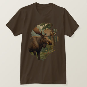 Rustic moose boho woodland forest greenery  T-Shirt