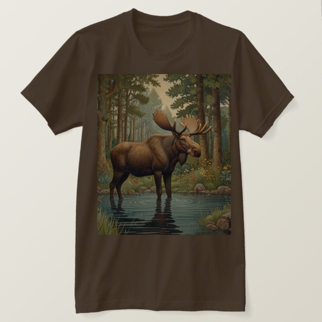 Rustic moose boho woodland forest greenery  T-Shirt (Design Front)