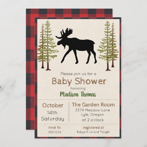 Rustic Moose Boy Baby Shower Invitation