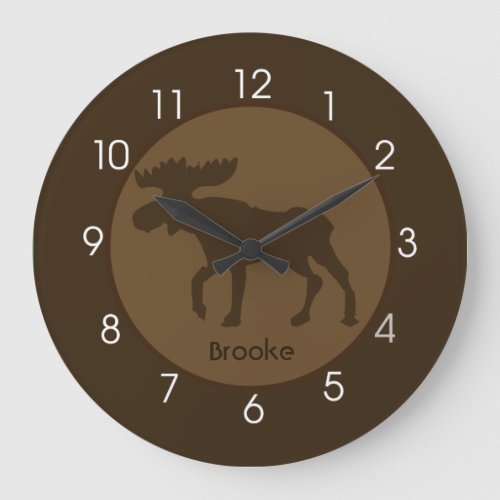 Rustic Moose Cabin Log Home Wall Clock
