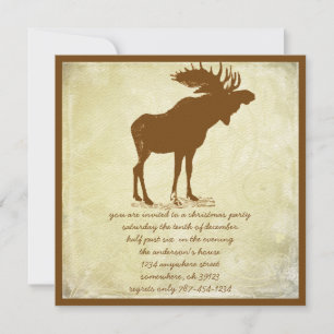 Rustic Moose Christmas Dinner Invitations