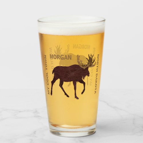 Rustic Moose Faux Leather Add Your State Cool Glass