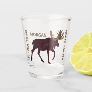 Rustic Moose Faux Leather Cool Add Your State Shot Glass
