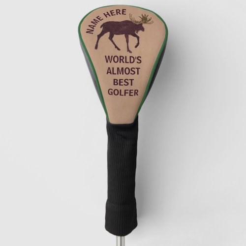 Rustic Moose Faux Leather_Look Funny Golf Head Cover