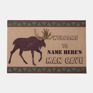 Rustic Moose Faux Leather-Look Man Cave Doormat
