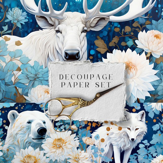  Rustic Moose Fox Bear Decoupage Wrapping Paper Sheets (Creator Uploaded)