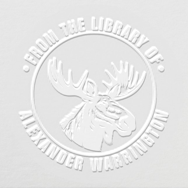 Rustic Moose Head Drawing #2 “From the Library of” Embosser (Design)