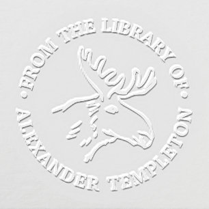 Rustic Moose Head Line Art “From the Library of” Embosser