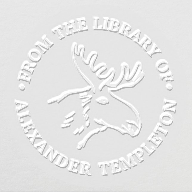 Rustic Moose Head Line Art “From the Library of” Embosser (Design)