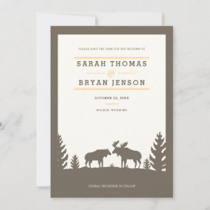 Rustic Moose in the Woods Save The Date