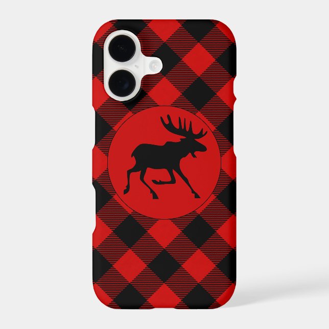 Rustic Moose on Red Buffalo Plaid Pattern Iphone Case (Back)