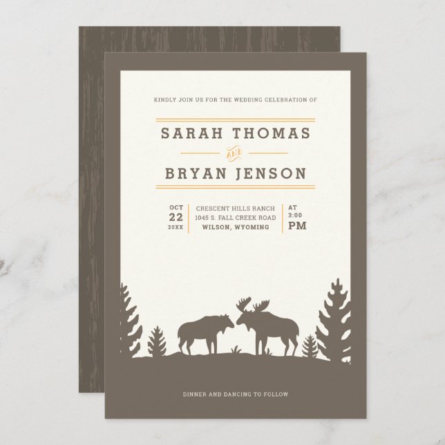 Rustic Moose Outdoor Wedding Invitation (Front/Back)