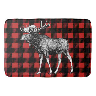 Red Moose Bathroom Accessories Zazzle Rustic Moose Red Black Buffalo Lumberjack Plaid Bathroom Mat