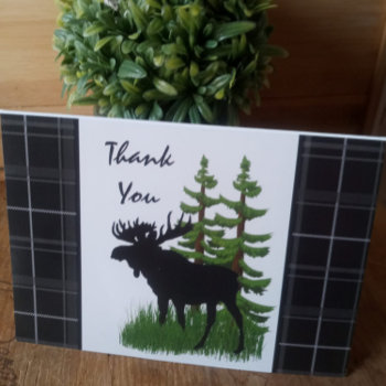 Rustic Moose Silhouette With Black Plaid   Thank You Card by Susang6 at Zazzle