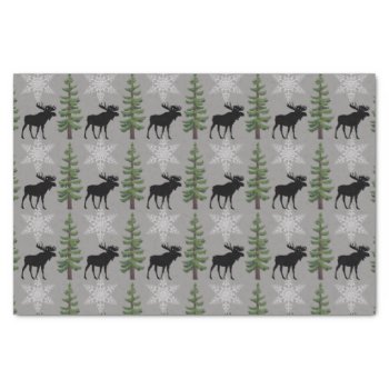 Rustic Moose Snowflake And Pine Tree  Tissue Paper by Susang6 at Zazzle
