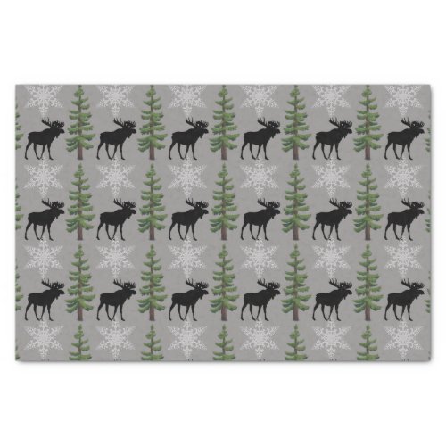 Rustic Moose Snowflake and Pine Tree  Tissue Paper
