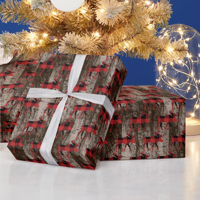 rustic moose tiled pattern Christmas Wrapping Paper (Holidays)