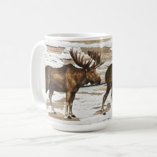 Rustic Moose Weathered Wood Coffee Mug