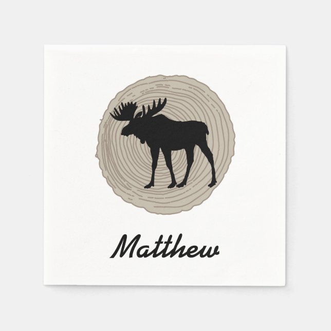 Rustic Moose Wilderness Napkins (Front)