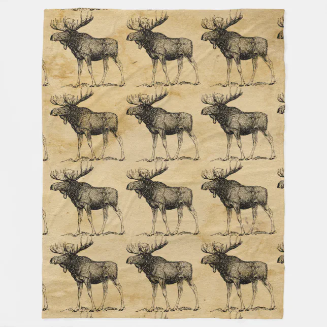 Rustic Moose Wildlife Fleece Blanket Cabin Decor Zazzle