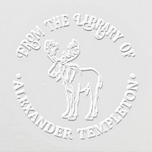 Rustic Moose With Antlers #2 Library Book Name Embosser