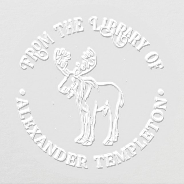 Rustic Moose With Antlers #2 Library Book Name Embosser (Design)