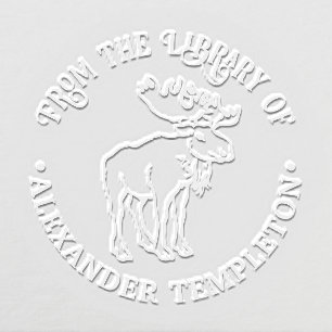 Rustic Moose With Antlers Library Book Name Embosser