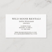 Rustic Moose Wood Cabin Bed Breakfast  Business Card (Back)