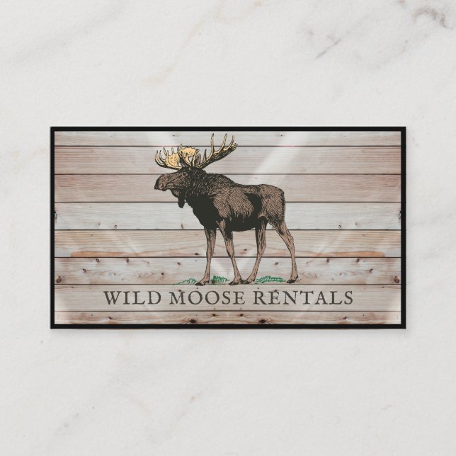 Rustic Moose Wood Cabin Bed Breakfast  Business Card (Front)