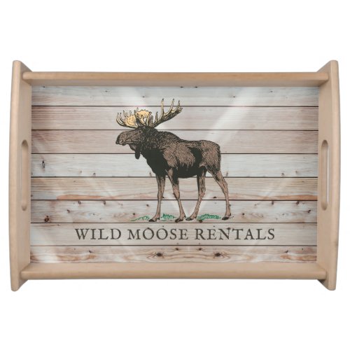 Rustic Moose Wood Cabin Bed Breakfast Serving Tray