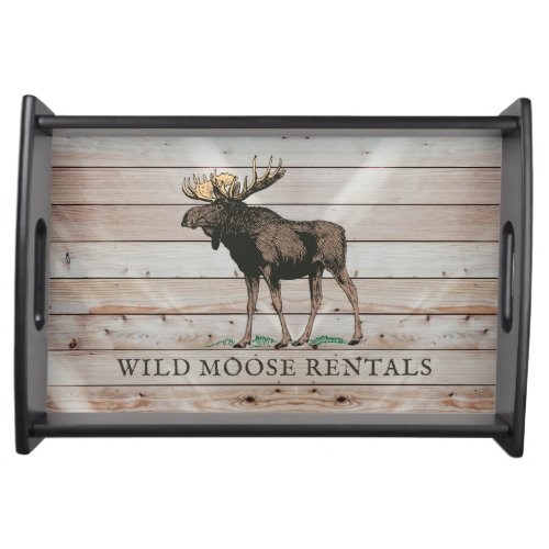 Rustic Moose Wood Cabin Bed Breakfast Serving Tray