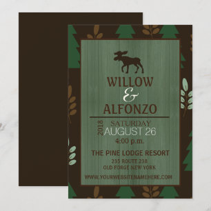 Rustic Moose Wood grain Wedding Invitation