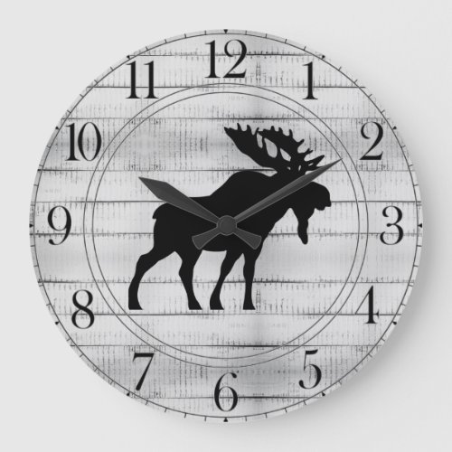 Rustic Moose Wood Large Clock