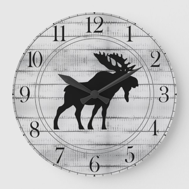 Rustic Moose Wood Large Clock (Front)