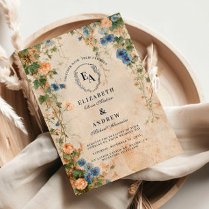 Rustic Morning Glory Garden Wedding Invitation