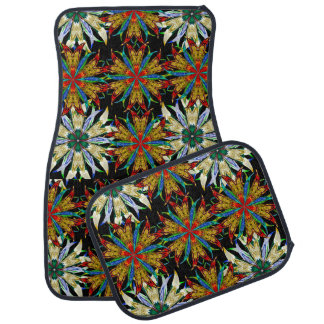 Rustic Mosaic Kaleidoscope Floral Lilies Car Floor Mat